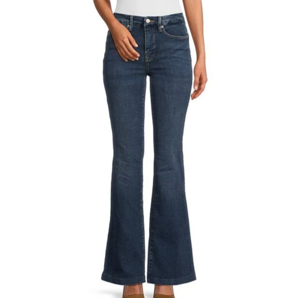 GOOD AMERICAN ALWAYS FITS GOOD LEGS FLARE JEANS Dark Blue